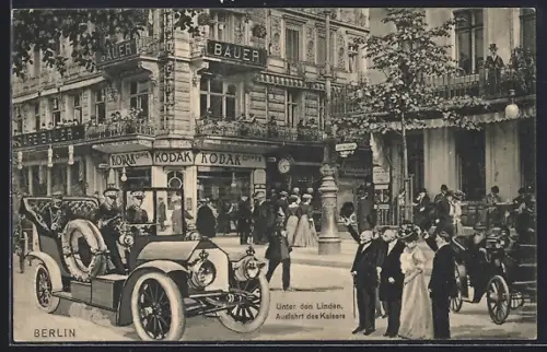 AK Berlin, Unter den Linden, Ausfahrt des Kaisers