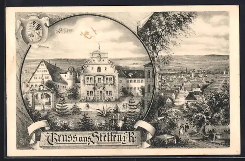 Künstler-AK Stetten i. R., Schloss, Teilansicht
