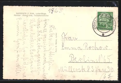 AK Lutter a. Barenberge, Raststätte P. Kühn, Uferansicht mit Kirche