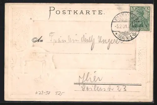 Passepartout-Lithographie Alt-Frankfurt, Römer mit Wappen