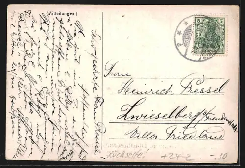 AK Donaueschingen, Brandkatastrophe 1908, Strassenpartie mit zerstörten Häusern