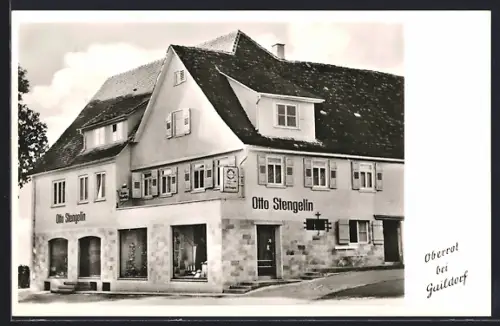 AK Oberrot, Partie am Geschäft von Otto Stengelin