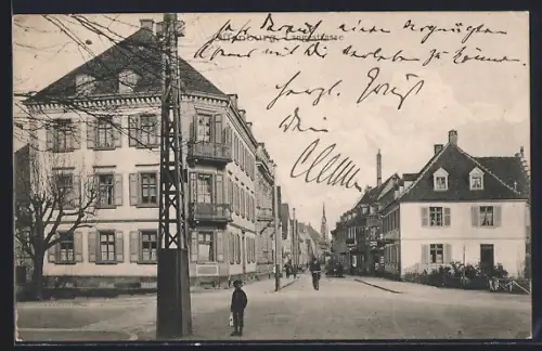 AK Offenburg, Langestrasse mit Geschäft