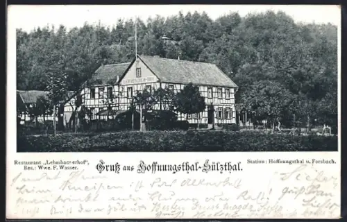 AK Hoffnungsthal-Sülzthal, Hotel Lehmbacherhof Witwe F. Wasser