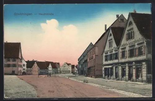 AK Spaichingen, Hauptstrasse mit Konditorei & Spezereihandlung