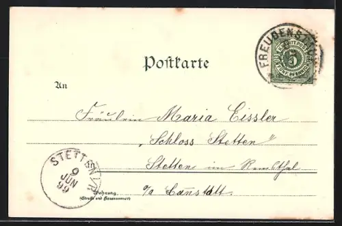 Lithographie Freudenstadt, Villa Anna, Marktplatz, Christophsthal