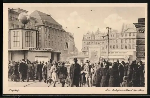 AK Leipzig, Marktplatz während der Messe