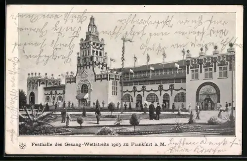 AK Frankfurt a. M., Festhalle des Gesang-Wettstreits 1903