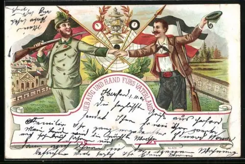 AK Zwei Schützen geben sich die Hand, Schützenfest