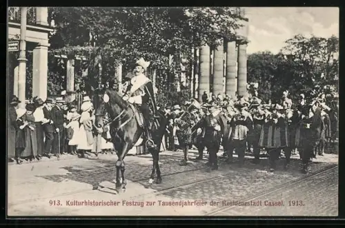 AK Kassel, Tausendjahrfeier, Festzug 1913, Musiker