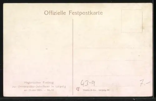 AK Leipzig, Universitäts-Jubelfeier 1909, Historischer Festzug, Volksfest