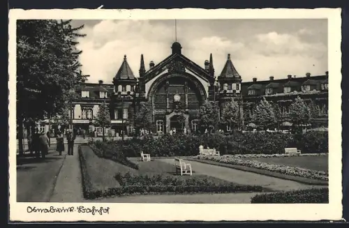 AK Osnabrück, Bahnhof mit Parkanlagen