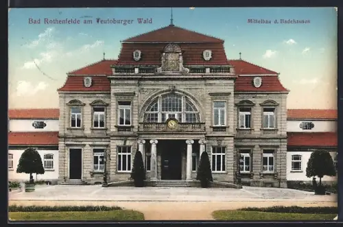 AK Bad Rothenfelde, Blick auf den Mittelbau d. Badehauses