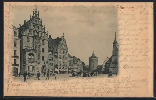 AK Nürnberg, Königstrasse mit Turm