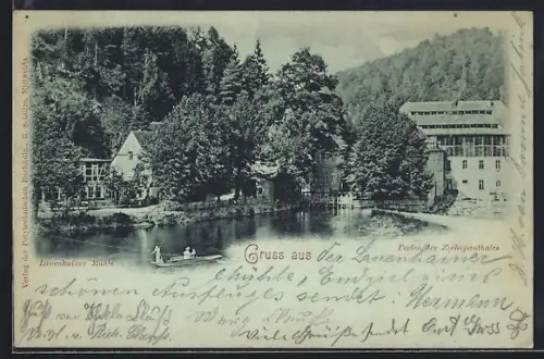 Mondschein-AK Waldheim /Zschopauthal, Lauenhainer Mühle