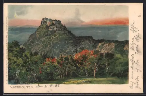 Künstler-AK Fritz Bergen: Blick auf die Burg Hohenneuffen