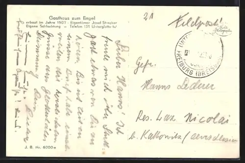 AK Unterglottertal, Gasthaus zum Engel von Josef Strecker