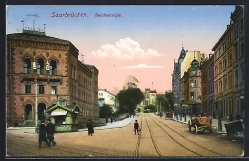 AK Saarbrücken, Ansicht der Reichsstrasse