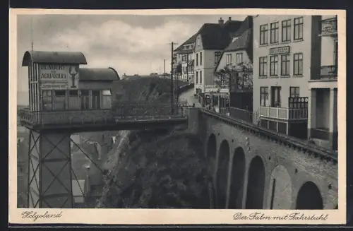 AK Helgoland, der Falm mit Fahrstuhl, Haus Belvedere