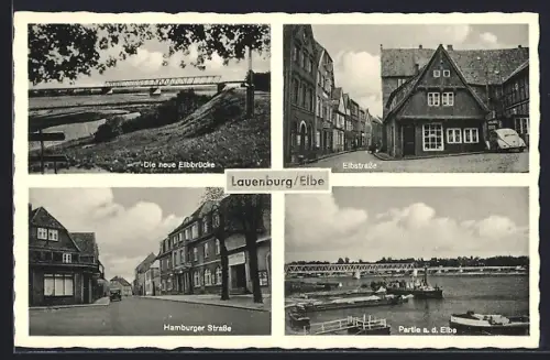 AK Lauenburg /Elbe, Neue Elbbrücke, Elbstrasse, Hamburger Strasse