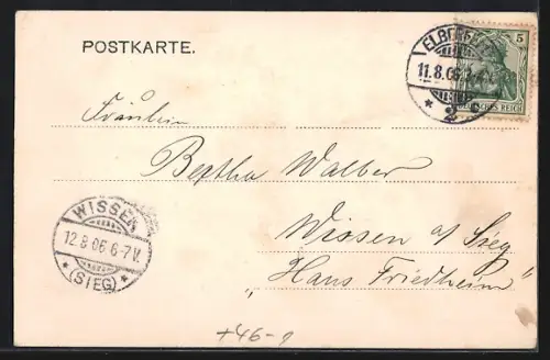 AK Elberfeld, Stadttheater mit Strassenbahn