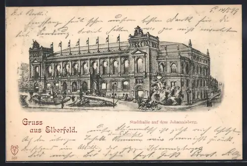 Lithographie Elberfeld, Stadthalle auf dem Johannisberg