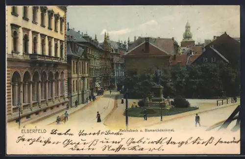 AK Elberfeld, Reichsbank und Bismarckdenkmal