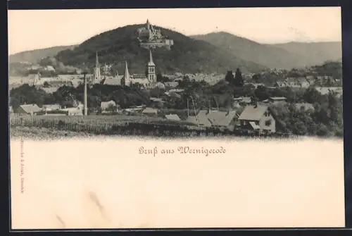 AK Wernigerode, Ortsansicht mit Schloss