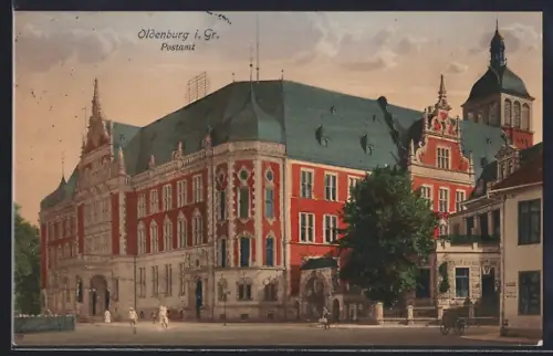 AK Oldenburg i. Gr., Postamt mit Strassenpartie