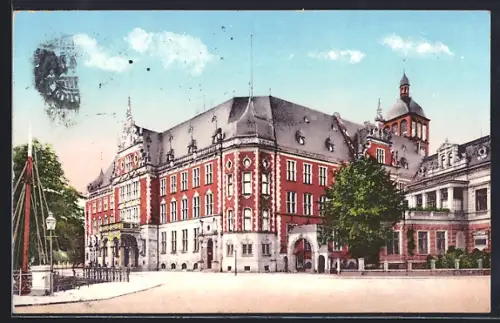 AK Oldenburg-Gr., Strassenpartie mit Post