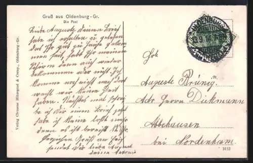 AK Oldenburg-Gr., Strassenpartie mit Post