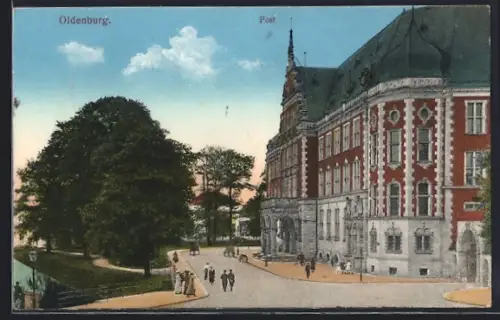 AK Oldenburg / O., Post mit Strassenpartie