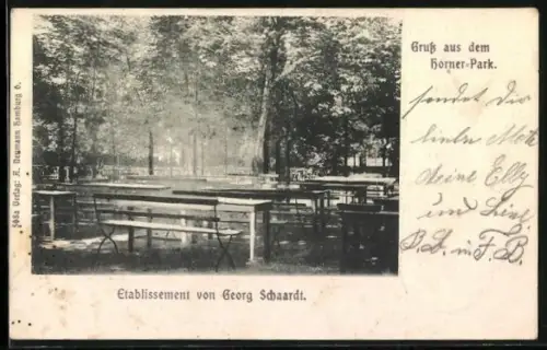 AK Hamburg-Horn, Gasthof im Horner-Park von Georg Schaardt