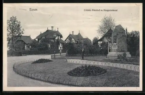 AK Essen, Colonie Altenhof mit Kruppdenkmal