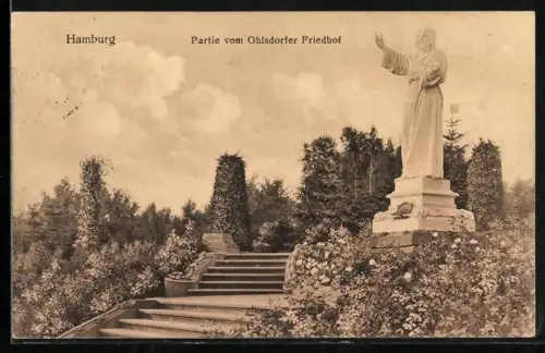 AK Hamburg, Partie vom Ohlsdorfer Friedhof