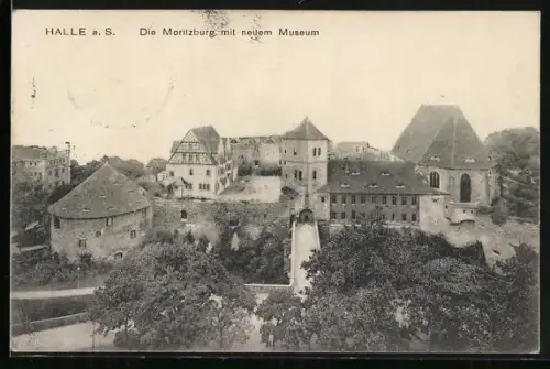 AK Halle a. S., Moritzburg mit neuem Museum