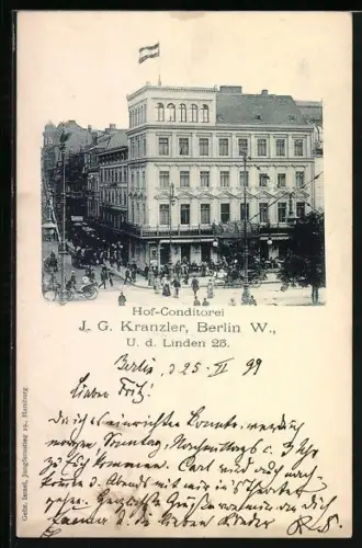 AK Berlin, Hof-Condidorei J. G. Kranzler, Unter den Linden 25