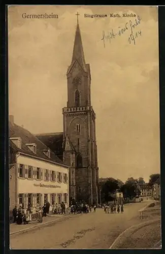 AK Germersheim, Gasthaus in der Ringstrasse, Kath. Kirche
