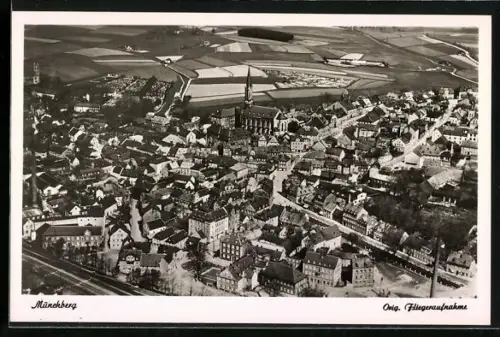 AK Münchberg, Ortsansicht vom Flugzeug aus