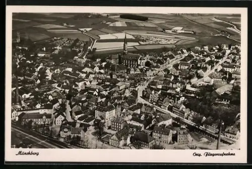 AK Münchberg, Ortsansicht vom Flugzeug aus