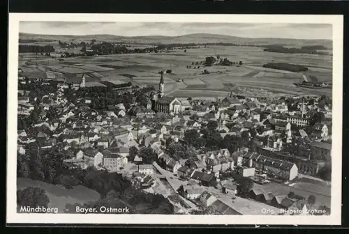 AK Münchberg /Bayer. Ostmark, Ortsansicht vom Flugzeug aus