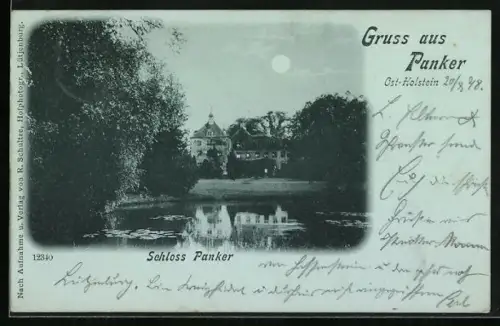 Mondschein-AK Panker /Ost-Holstein, Schloss Panker