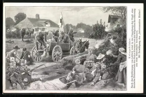 AK Verwundete Soldaten an der Front, Rotes Kreuz