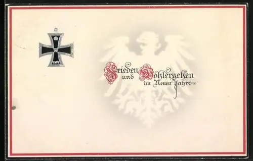 Künstler-AK Eisernes Kreuz mit Silhouette des Reichsadlers