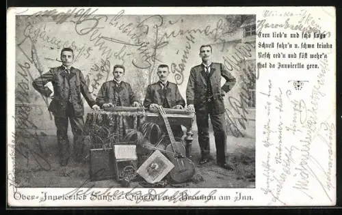 AK Braunau am Inn, Ober-Innviertel Sänger-Quartett mit Instrumenten