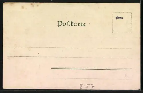 Lithographie Münchner Kindl und der Osterhase bringen ein grosses Ei