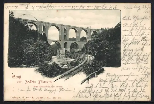 AK Jocketa /Plauen, Elstertalbrücke von Osten