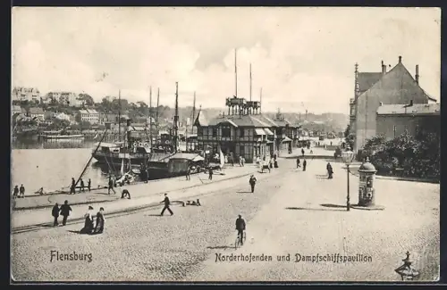 AK Flensburg, Norderhofenden, Dampfschiffspavillon