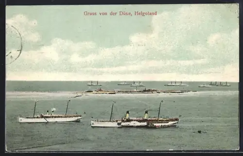 AK Helgoland, Meerblick mit Schiffen