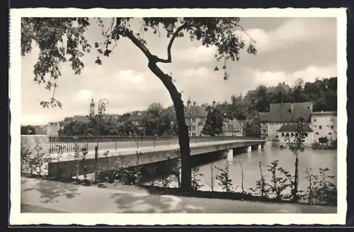 AK Landsberg am Lech, Karolinenbrücke, Stadtansicht